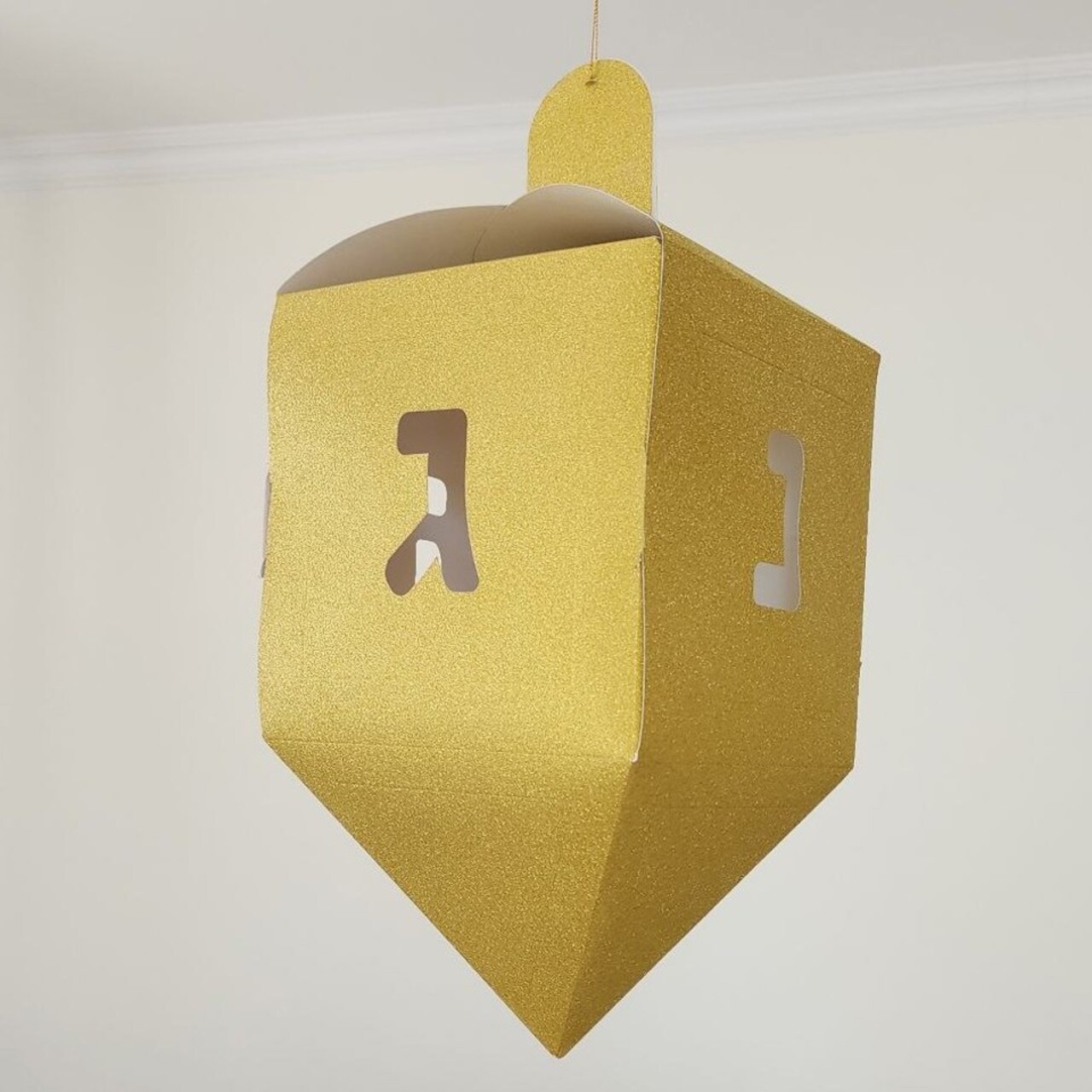 3D Giant Gold Dreidel Decoration, 16" x 7" (1 Pack) – Paper Hanukkah Hanging Decor for Classroom & Party